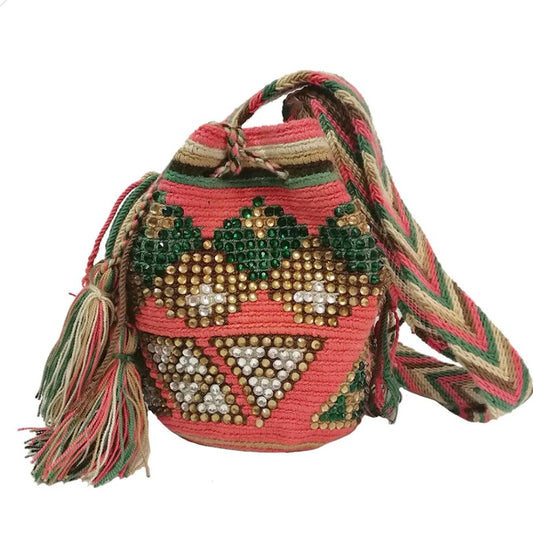 Mini Apuna Bag - Coral with Triangles